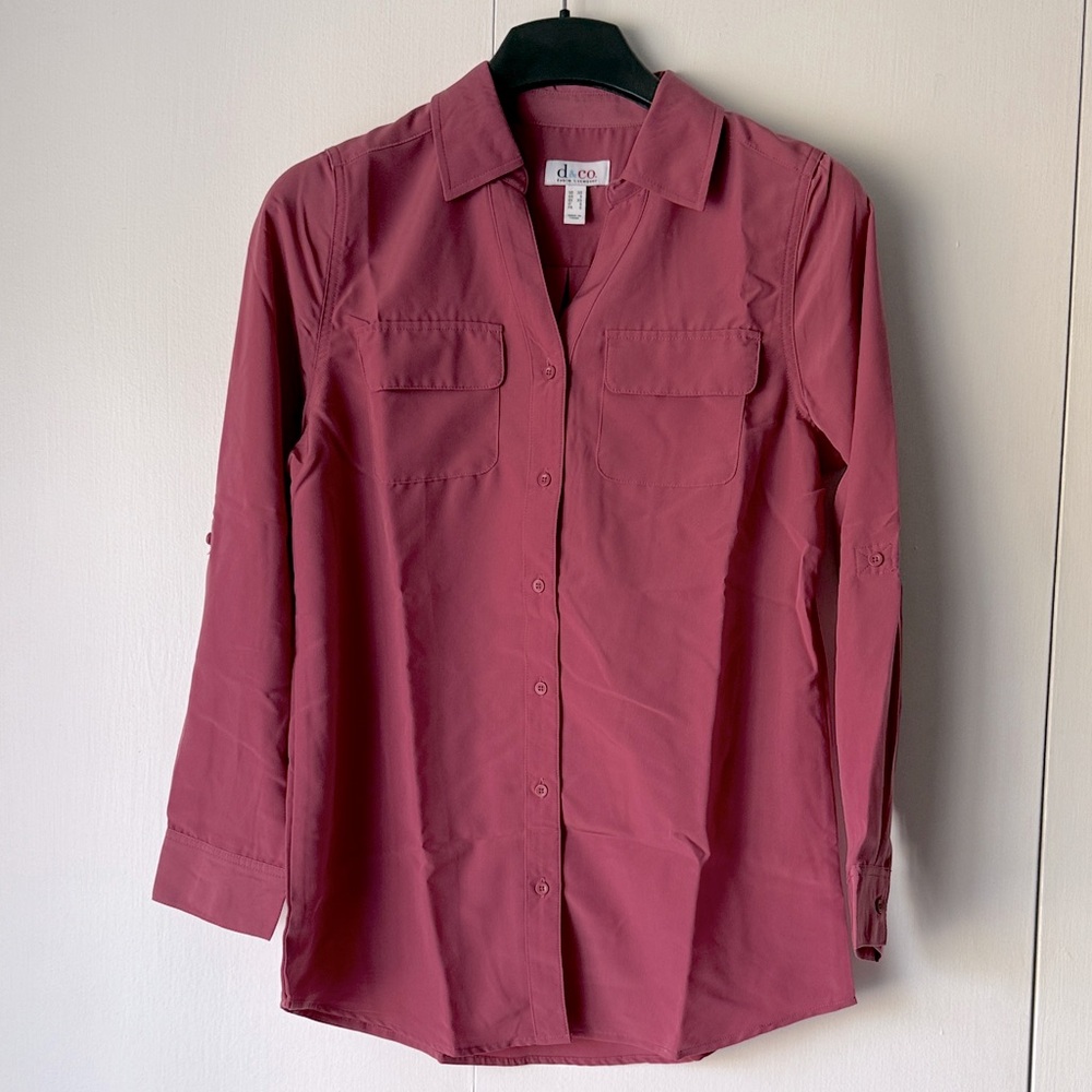 D & Co Dusty Pink Long Sleeve Shirt Sz XS